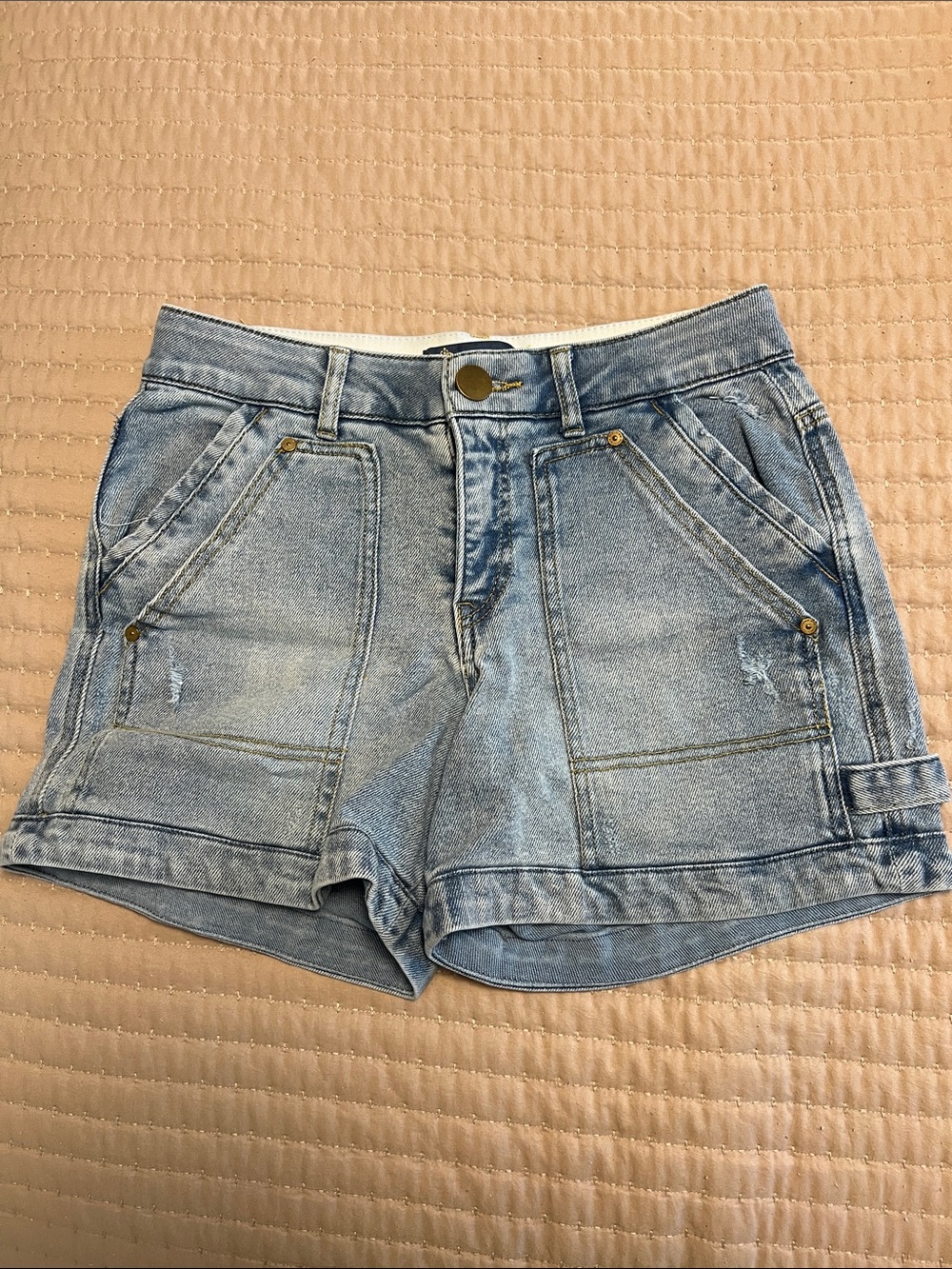 Light Blue Denim Utility Shorts